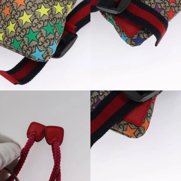 GUCCI GG Supreme Sherry Line Backpack PVC Beige Rainbow 550775 Auth 112335V - Picture 14 of 14